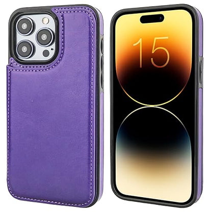 ONETOP for iPhone 15 Pro Max Wallet Case with Credit Card Holder,Purple | Kickstand,ID/Cash Holder,Case Wallet with Card Slots,Double Magnetic Clasp,Durable PU Leather Shockproof Cover for Women Men - color: Purple