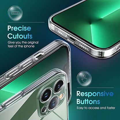 Supdeal Crystal Clear Case for iPhone 13 Pro, [Not Yellowing] [Camera Protection] [Military Grade Drop Tested] Transparent Shockproof Protective Soft Silicone Slim Cover, 6.1 inch, Transparent - color: Transparent, size: iPhone 13 Pro