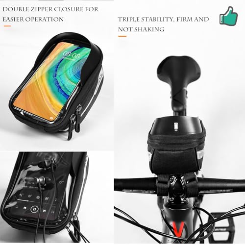 Hard Casing Bike Bag, Lightweight and Durable Waterproof Phone Holder in Blue, Sensitive Touchscreen for Phones up to 6.4 inches, Perfect Bike Accessories - 7"x4" / 18x10 cm - color: Blue