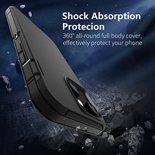 Sansunto for iPhone 16e Case, Protective Cover for 13, 14, 15, 16E 6.1", Heavy Duty Shockproof Drop Proof 3 in 1 Silicone Rubber Cover, Rugged Hybrid Durable Phone Cases for Men & Women (Black) - color: Black