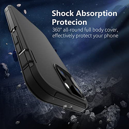 Sansunto for iPhone 16e Case, Protective Cover for 13, 14, 15, 16E 6.1", Heavy Duty Shockproof Drop Proof 3 in 1 Silicone Rubber Cover, Rugged Hybrid Durable Phone Cases for Men & Women (Black) - color: Black