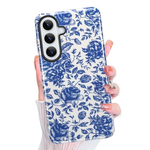 Magnetic for Samsung Galaxy S26 Case Cute Aesthetic, Blue Rose | Dual Layers Protection Design, Compatible with Magsafe, Sturdy Shockproof Protective Phone Cover - color: Blue Rose, size: for Samsung Galaxy S26