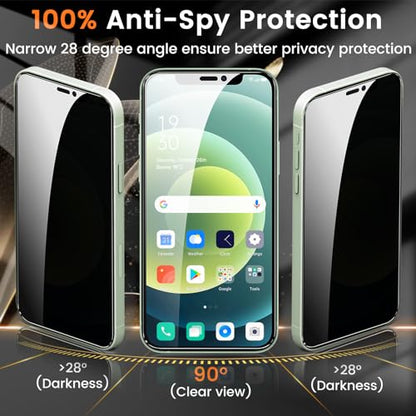 Lesakit 3+3 Pack Privacy Screen Protector for iPhone 12 6.1-Inch with 3 Pack Camera Lens Protector, Anti Spy Tempered Glass Film 9H Hardness Bubble Free Case Friendly - size: iPhone 12