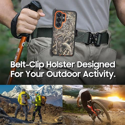 Compatible for Samsung S26 Ultra Rugged Case with Belt Clip Holster & Built-in Screen Protector, Heavy-Duty Full-Body Shockproof Cover, Military-Grade Protective Case (Camo) - color: Camo