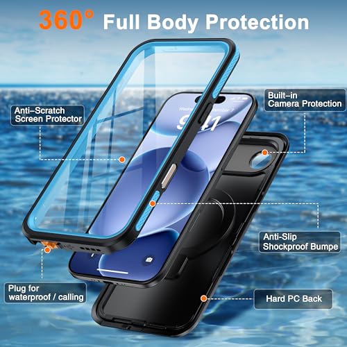 Oterkin Magnetic Stand for iPhone Air Case Waterproof IP68, Blue - color: Blue, size: iPhone Air 6.5''