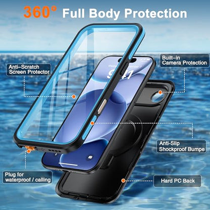 Oterkin Magnetic Stand for iPhone Air Case Waterproof IP68, Blue - color: Blue, size: iPhone Air 6.5''