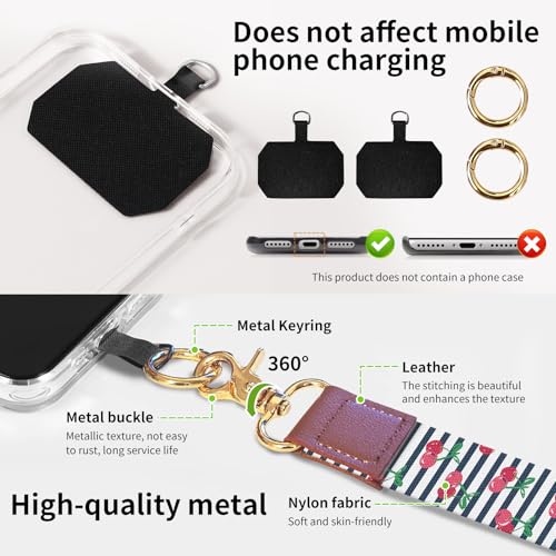 Phone Lanyard Crossbody Wrist Strap, Universal Adjustable Neck Strap for Phone Case Keys ID Badges, Travel Essential - color: Cute Cherry
