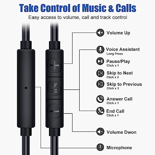 Joysico Wired Over Ear Earbuds Headphones with Mic and Volume Control Black