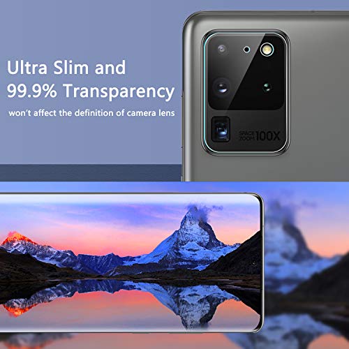 Orzero (4 Pack Camera Lens Protector Compatible for Samsung Galaxy S20 Ultra, Protector de Cámera Flexible Glass (Not Tempered Glass) (2.5D Arc Edges),HD Anti-Scratch Bubble-Free - size: 6.9 inch