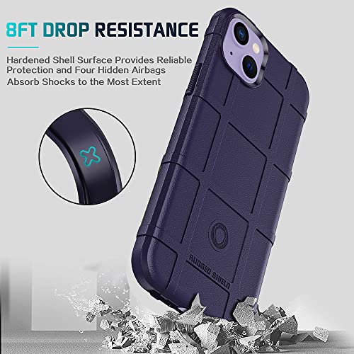 Rugged Shield 8ft Drop Proof TPU Thick Armor Tactical Protective Case Compatible with iPhone 14 Plus (6.7 inches) - Deep Purple - color: Deep Purple, size: iPhone 14 Plus