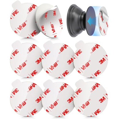 volport 8 Pack Sticky Adhesive Replacement for Socket Stand, 1.4 Inch Pops Circle Heat Resistant Double Sided Clear White High Bond Tape Extra Strong Removable Sticker Pad for Phone Grip Holder…