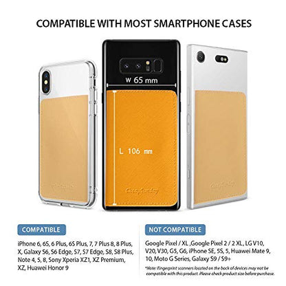 ID Card Holder for Back of Phone Leather Phone Wallet Stick On with Stand Flip Waterproof Leather Adhesive Wallet for Most Cellphones (Yellow) - color: Yellow
