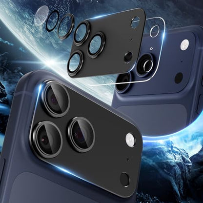 [2 Pack Camera Lens Protector for iPhone 17 Pro,9H Tempered Glass,Aviation Aluminum Plate Cover,Night Circle,No Bubble,HD Clarity,Case Friendly,Easy Installation-Black - size: for iPhone 17 Pro