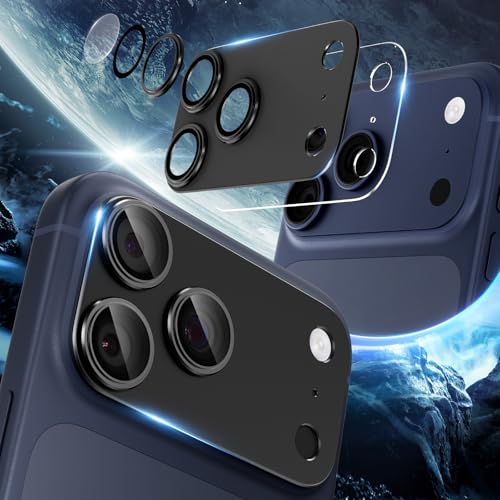 [2 Pack Camera Lens Protector for iPhone 17 Pro Max,9H Tempered Glass,Aviation Aluminum Plate Cover,Night Circle,No Bubble,HD Clarity,Case Friendly,Easy Installation-Black - size: for iPhone 17 Pro Max