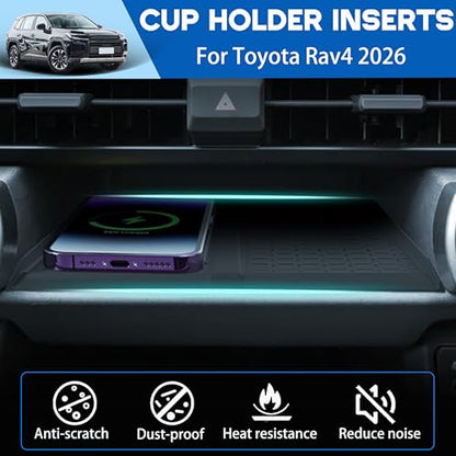 Wireless Charging Protective Mat for Toyota RAV4 2026 Accessories Silicone Center Console Wireless Charging Anti-Slip Cover Pad Heat Insulation Waterproof Easy to Clean Black for RAV4 - size: for Toyota RAV4 2026