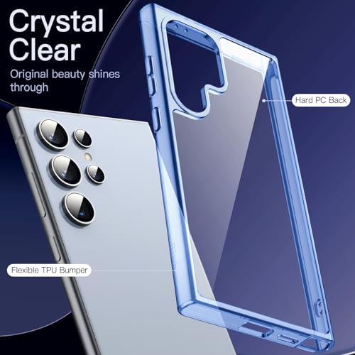 JETech Case for Samsung Galaxy S24 Ultra 5G, Non-Yellowing Shockproof Bumper Protective Phone Cover, Anti-Scratch Hard PC Back (Titanium Blue) - color: Titanium Blue, size: Galaxy S24 Ultra