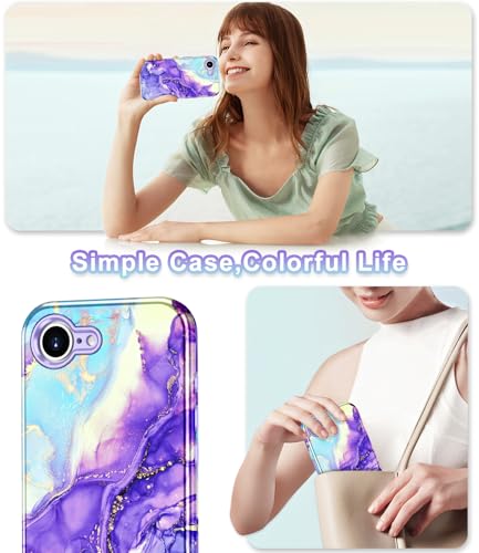 Btscase Compatible with iPhone 17e Case 6.1 Inch 2026,Marble Pattern 3 in 1 Heavy Duty Shockproof Full Body Rugged Hard PC+Soft Silicone Drop Protective Women Girl Phone Cases, Cobalt Violet - color: Cobalt Violet, size: iPhone 17e