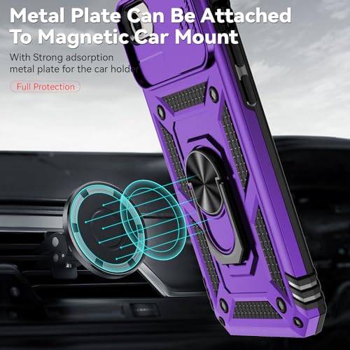 SunStory Compatible with iPhone SE 2022/2020/3rd/2rd / 6/7/8 Case with HD Screen Protector & Slide Camera Cover & Kickstand, [Military-Grade] Phone Case for iPhone SE 2020/2022/6/7/8 (Purple) - color: Purple