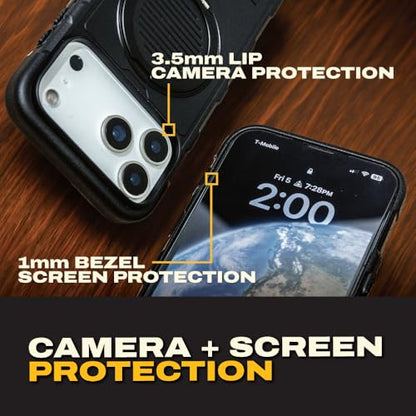 DEWALT Compatible iPhone 17 Magnetic Case with Stand, Rugged Shockproof Cover w/ 360° Rotatable Ring Holder, Compatible with MagSafe iPhone 17 Case Kickstand, Heavy-Duty Protective Black - size: iPhone 17