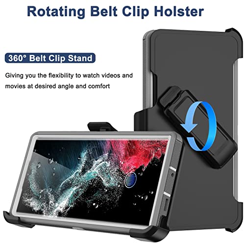 for Samsung Galaxy S22 Ultra Case with Belt Clip Holster, 2X Screen Protector, Military Grade Protection Heavy Duty Full Body Shockproof Rugged Protective Cover for Samsung S22 Ultra 5G - color: Gray II