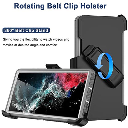 for Samsung Galaxy S22 Ultra Case with Belt Clip Holster, 2X Screen Protector, Military Grade Protection Heavy Duty Full Body Shockproof Rugged Protective Cover for Samsung S22 Ultra 5G - color: Gray II