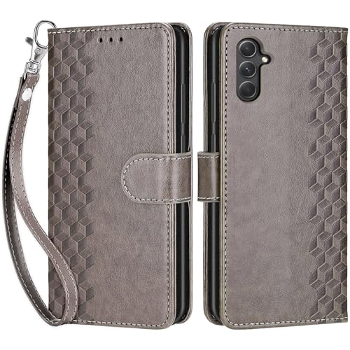 Wallet Case for Samsung Galaxy A54 5G, Gray Cube | Women Flip Folio Cover, Embossed PU Leather, Stand, Credit Card Holders Slots, Wrist Strap - color: 2