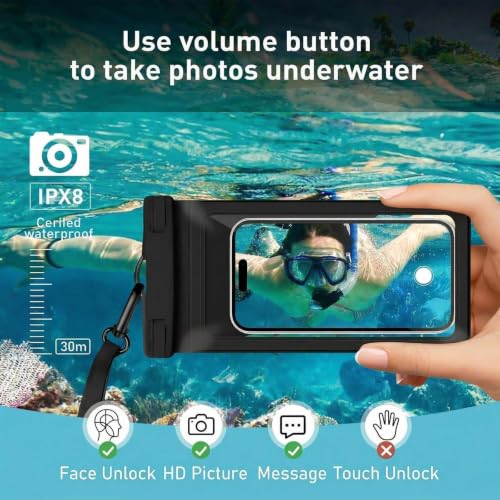 Waterproof Phone Pouch for iPhone 17 16 15 Pro Max IPX8 Black-8.3 | Card Pocket, Lightweight, Large Cellphone Dry Bag, IPX8 Rated, Beach Essential, Cruise Ship, 1 Pack, 8.3 inch - color: A9-Black-1 pack