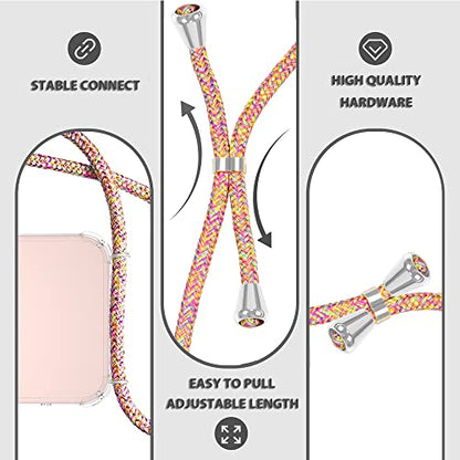 for iPhone 7 Plus Case Clear Hanging Adjustable Neck Lanyard Crossbody Phone Cover for iPhone 8 Plus Women Girls Soft Slim Protective Strap Mobile Case for iPhone 7/8 Plus 5.5 Inch - Rainbow - size: iPhone 7 Plus, iPhone 8 Plus
