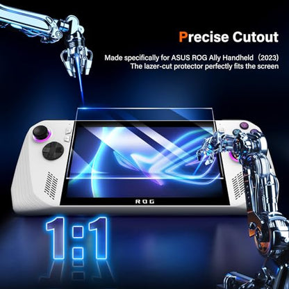 UniqueMe [3 Pack] Screen Protector Compatible with ASUS ROG Ally Handheld 2023 7.0-inch,Tempered Glass Transparent Ultra HD Screen Protector, 9H Hardness Anti Scratch Bubble Free Anti-Fingerprint - size: 6.8 inch