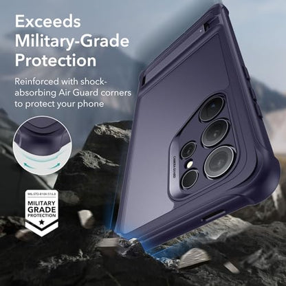 ESR for Samsung Galaxy S24 Ultra Case, S24 Ultra Case with Extra Protective Front Frame & 3 Kickstand Modes, Exceeds Full-Coverage Military-Grade Protection, Heavy Duty Shock Armor, Clear Purple - color: Armor-Frosted Purple