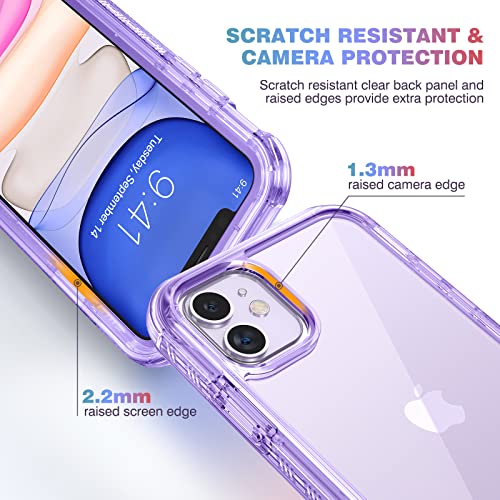 Diaclara Compatible with iPhone 11 Case, Full Body Rugged with Built-in Touch Sensitive Anti-Scratch Screen Protector, Soft TPU Bumper Case Clear Compatible with iPhone 11 6.1" (Clear Purple) - color: Clear Purple, size: iPhone 11