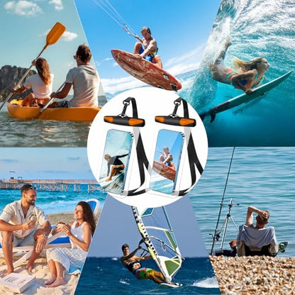 Waterproof Phone Pouch, Waterproof Phone Case with Lanyard for iPhone, Samsung, IPX8 Cellphone Beach Dry Bag Kayak Cruise Ship Essentials 2Pack-7.5" - color: Black Orange