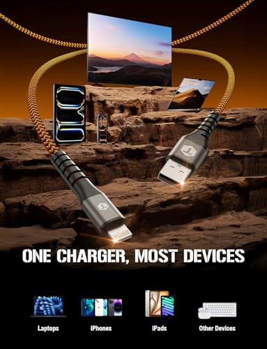 ToughTested 6FT USB to Lightning Cable, MFi Certified Braided 3A