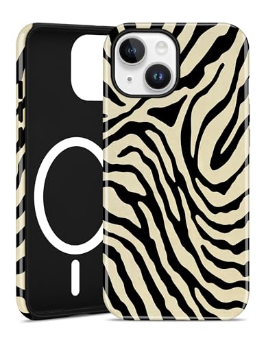 Jusy Magnetic Zebra Phone Case for iPhone 17 Pro Max,Beige | Compatible with MagSafe, Cute Aesthetic Zebra Design, TPU and PC Protective Shockproof Cover - color: Beige