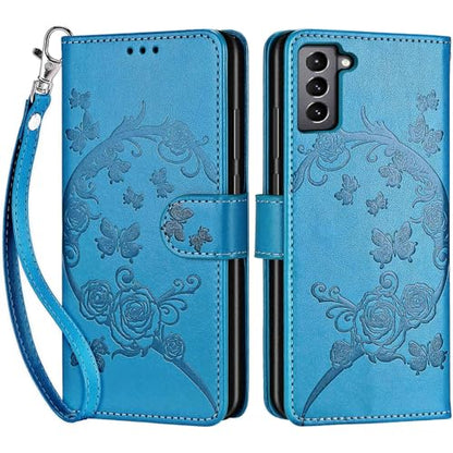 for Samsung Galaxy S22 Wallet case, Blue-Flower | 3 Card Holders, Kickstand, Shockproof TPU Shell, PU Leather, Magnetic Closure, Protective Flip Folio Cover, Women - color: 7