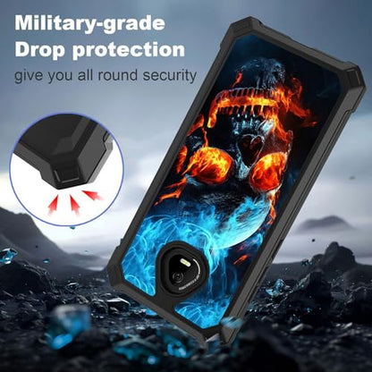 for Schok Volt Sv67q Sv67332 Case with Screen Protector, Military Grade Drop Protection, Dual Layer Hybrid Shockproof Protection TPU Phone Case for Schok Volt Sv67q, Skull Fire - color: Skull Fire