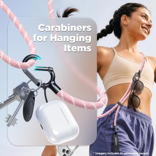 SURPHY Phone Lanyard Crossbody, Phone Strap Crossbody with 2 Tether Tabs - color: Pink