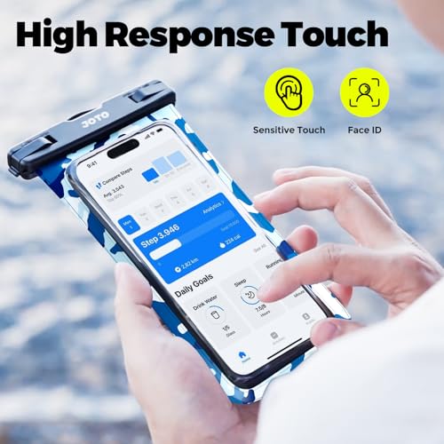 JOTO Up to 7" Universal Waterproof Phone Case for iPhone 17 Air 16 15 14 13 12 11 Plus Pro Max, IPX8 Cellphone Dry Bag XR X SE, Galaxy S23 S22 S21 S20+ S20 S10 Plus Note, Pixel -CamoBlue - color: CamoBlue, size: 1 Pack