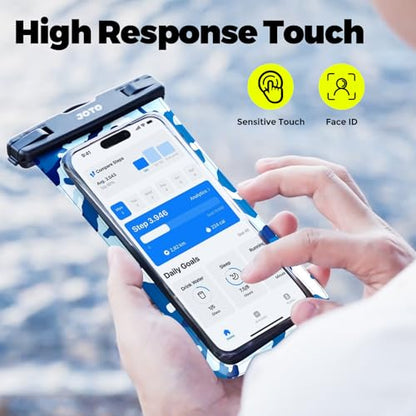 JOTO Up to 7" Universal Waterproof Phone Case for iPhone 17 Air 16 15 14 13 12 11 Plus Pro Max, IPX8 Cellphone Dry Bag XR X SE, Galaxy S23 S22 S21 S20+ S20 S10 Plus Note, Pixel -CamoBlue - color: CamoBlue, size: 1 Pack