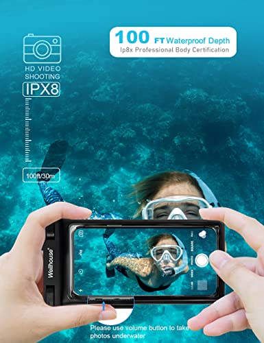wellhouse Waterproof Phone Pouch, Waterproof Phone Case for iPhone 17 16 15 14 13 Pro Max XS Samsung, IPX8 3D Cellphone Dry Bag Beach Essentials (1 Pack - Black7.0, 7 inch) - color: 1 Pack - Black7.0"
