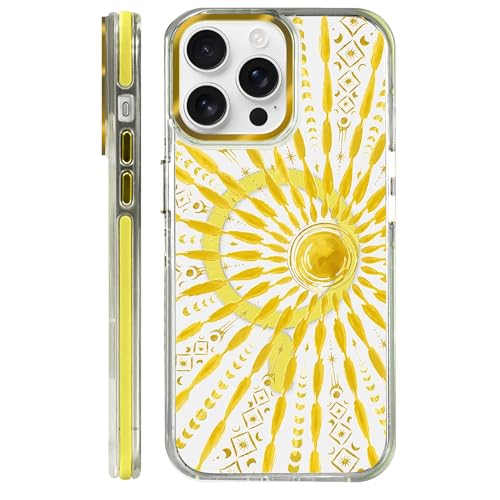 VisEnt Clear Case for iPhone 14 Pro Max, Magnetic Phone Case, Transparent Slim Cover, Military Grade Protection, Shockproof, Anti-Yellowing, Scratch Resistant, Folk Gold Sun - color: Folk Gold Sun, size: Iphone 14 Pro Max