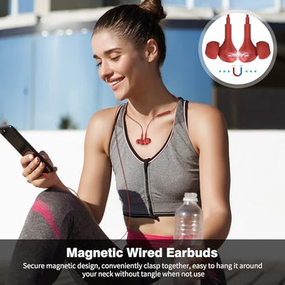 USB C Headphones for iPhone 18 Pro Max 17 16 15/Galaxy S26 FE Wired Earbuds - color: Red