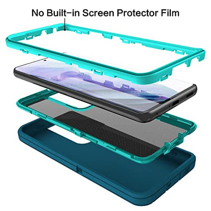 MXX Case Compatible with Galaxy S21 Ultra Case, 3-Layer Super Full Heavy Duty Body Bumper Cover/Shock Protection/Dust Proof, Designed for Samsung Galaxy S21 Ultra 5G 6.8 Inch 2021 (Turquoise) - color: Turquoise