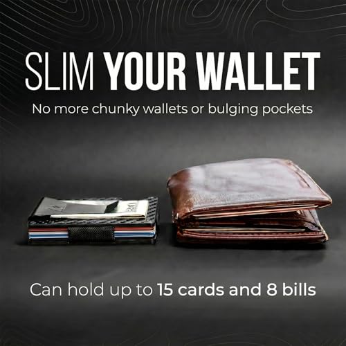 Mountain Voyage Minimalist Wallet for Men - Slim RFID Wallet, Scratch Resistant, Credit Card Holder & Money Clip, Easily Removable Money & Cards (Matte Carbon Fiber) - color: Matte Carbon Fiber