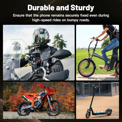 Aluminum Motorcycle Cell Phone Mount with Vibration Dampener, M1 Anti-Theft MTB Phone Mount for Motorcycle ATV Bike UTV Scooter, ATV Phone Holder Fit 6.1"-7.2" Phone, High-Speed Secure Lock - style: M1