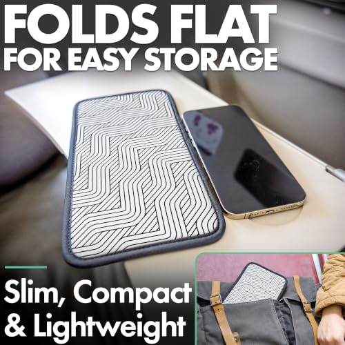 Flight Flap Airplane Phone Holder - Foldable Phone Stand for Plane Travel - color: Mono Lines, size: Large