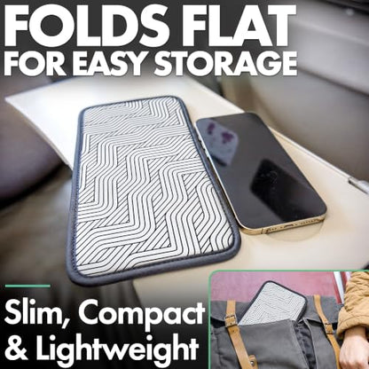 Flight Flap Airplane Phone Holder - Foldable Phone Stand for Plane Travel - color: Mono Lines, size: Large
