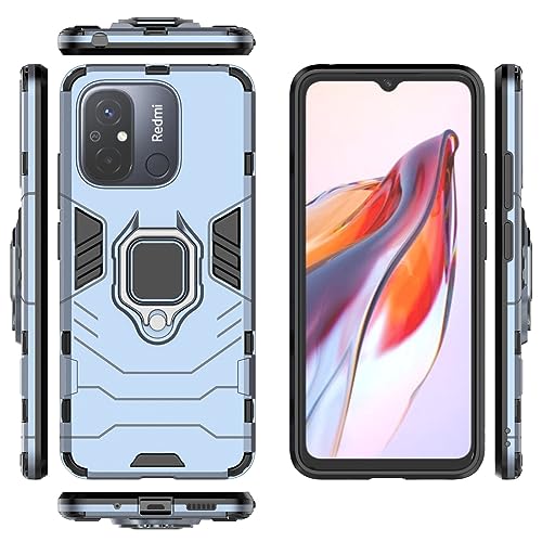 Max Power Digital Magnet Case for Xiaomi Redmi 12c Shockproof Hard Phone Cover with Grip, Metal Ring Kickstand Bumper Shell [Compatible with Magnetic Car Mount] (Navy) - color: Navy, size: Xiaomi Redmi 12c