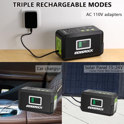 GENSROCK Portable Power Station 120W, Power Bank with AC Outlet 24000mAh - color: Black Green