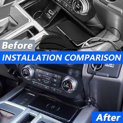 Wireless Charger for Ford F-150 2015-2023, Automotive Center Console Organizer Wireless Charging Pad for Ford F150 Interior Accessories (Doesn't fit F-250/F-350)